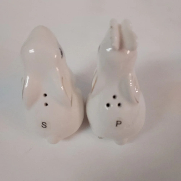 Pier 1 Set of 2 Ceramic Rabbit Salt and Pepper Shakers White and Gold Detail - Picture 4 of 11